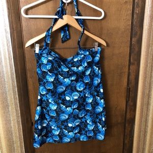 D&D Lifestyle Sz 12 Swim-dress 1 Piece Vibrant Seashell  EXC